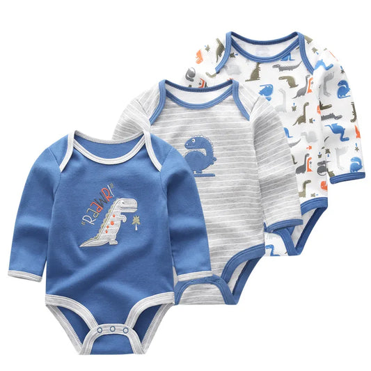 3 PCS/LOT Newborn Baby Clothing Cartoon Baby Boys Girls Clothes 100% Cotton Baby Bodysuit Long Sleeve Infant Jumpsuit