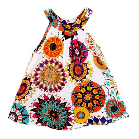 6M-4T Baby Bohemian Dresses Print Vest Girl Baby Clothing Fashion Kids Clothes Floral Dress for Baby Infant Outfit Vestido